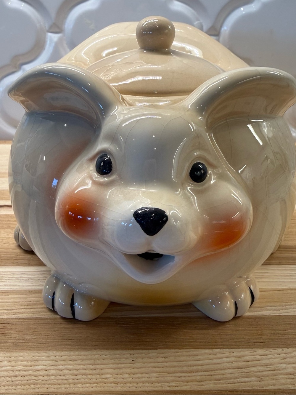 Magic Cabin Vintage Ceramic Bunny Rabbit Teapot Woodland Friends Cream Adorable!